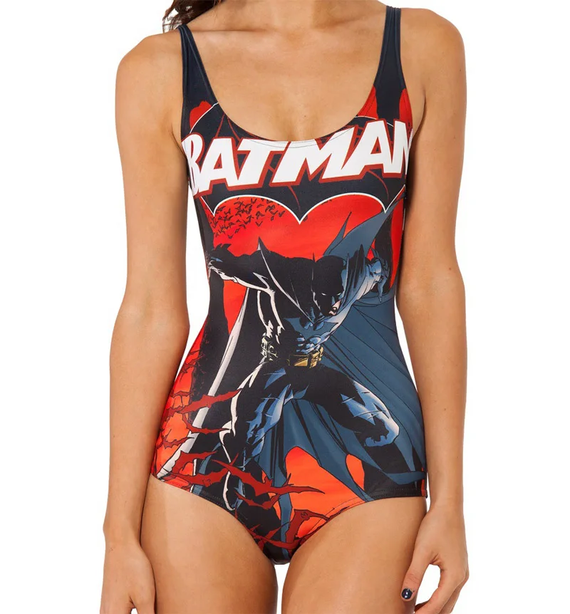 Новая Сексуальная Девушка Лето комикс Мстители ремень Бэтмен 3D печать без рукавов цельный купальник женский купальный костюм плюс - Цвет: 1045