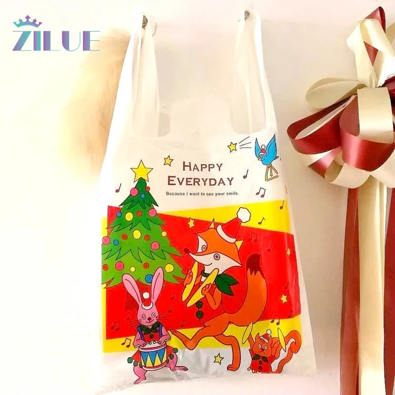 Zilue 100pcs/lot size 18*35cm/24*45cm Shopping Plastic Bags Supermarket Food tea Bags Holiday ...