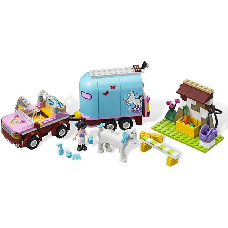 

BELA 10161 Friends Sunshine Ranch Heartlake Emma's Horse Trailer Figures Toys Building Bricks Blocks 41039 Compatible with Legoe