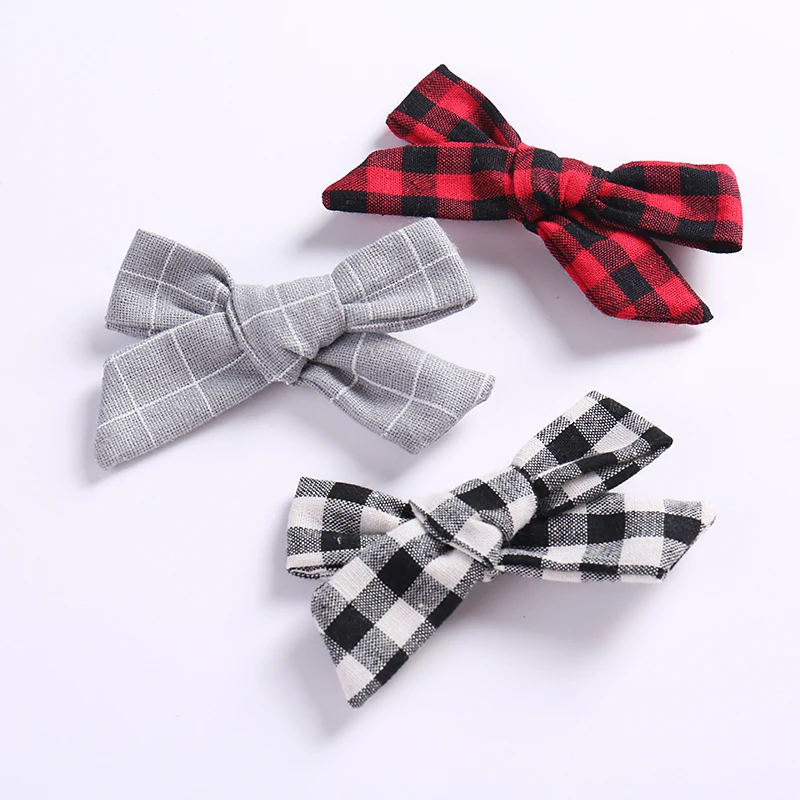 Boutique Plaid Fabric Hair Bow With Clips Girls Bows Hiarpins Nylon Headband kids Christmas gift Children Girls Headwear сумка cg mobile guess nylon phone bag with triangle metal logo для телефонов до 8 розовый