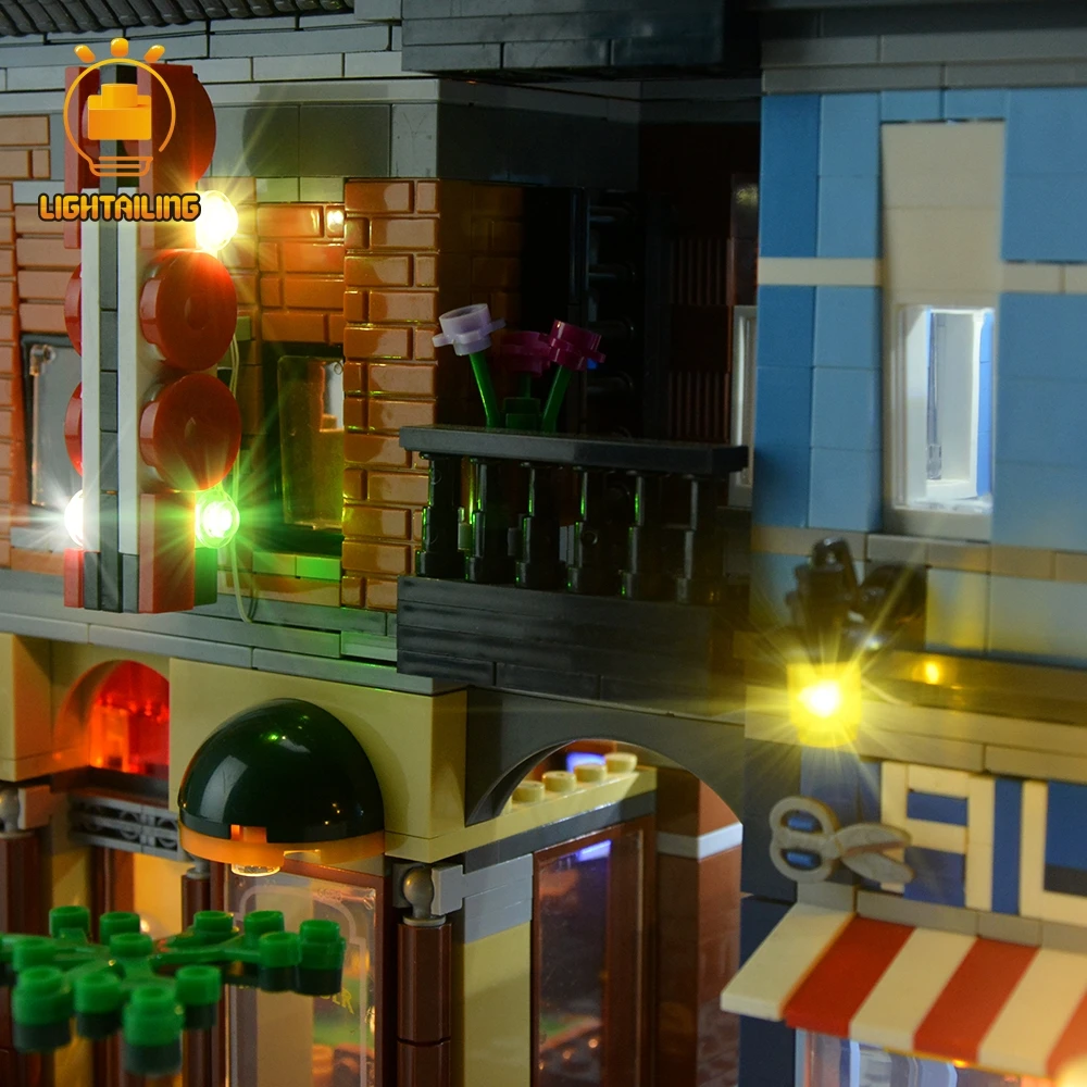 Bloco de Construção Kit para Criador Compatível com 10246 Lightailing Light Cidade Rua Detetive Escritório Iluminação Conjunto 15011 Led up 18 cidade rua detetive escritório bloco de construção