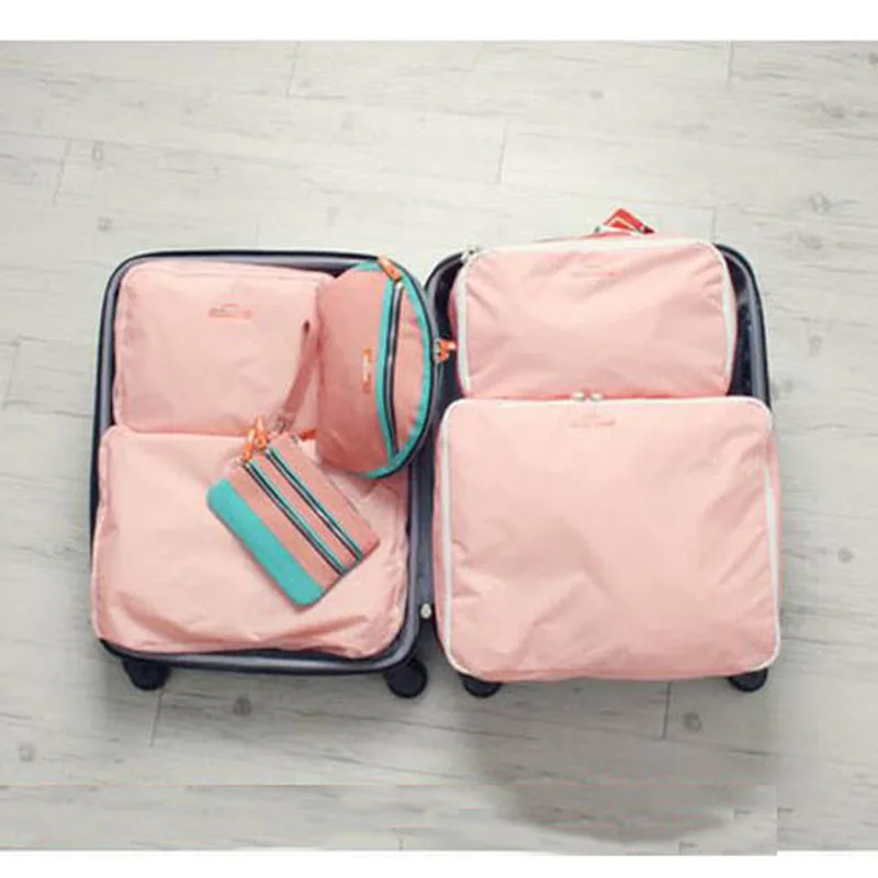 Новая мода 5 шт./компл. Для женщин Чемодан сумки для путешествий, сумка для хранения обуви, сумок и нейлон Для мужчин Упаковка кубики Организатор сумки оптом
