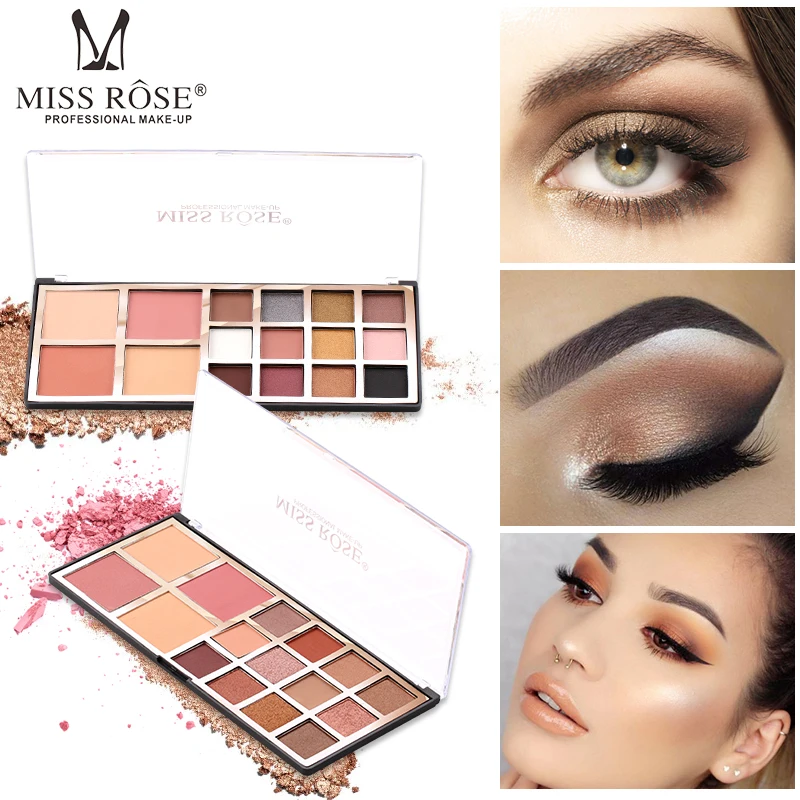 

Brand MISS ROSE 12 Color Eyeshadow Disc 2 Color Blush 2 Color Powder Pearly Matte Eyeshadow Palette 16 Colors Makeup Set