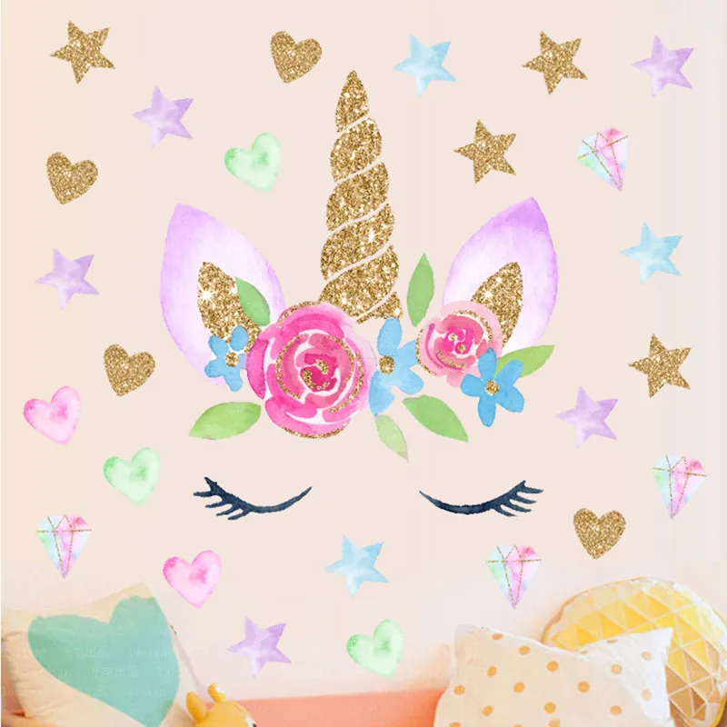 Decoration Wallpaper Unicorn Wall Stickers Home Decor Art Wall Decals For Kids Room Wall Stickers Kitchen Wall Sticker