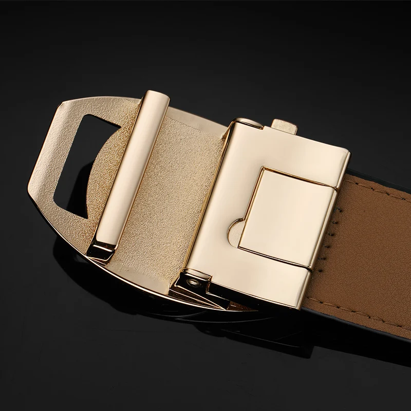 Automatic Belts Leather Genuine Men Male Buckle Solid Metal Accessories Adults