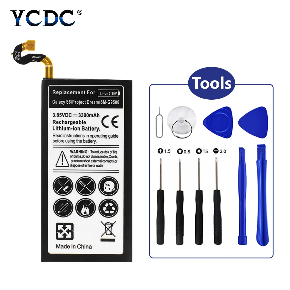 

Battery For Samsung Galaxy S8 SM-G9500 / SM-G G Project Dream G9508 G950F G950A G950T G950U G950V 3.85V 3300mAh + opening Tools