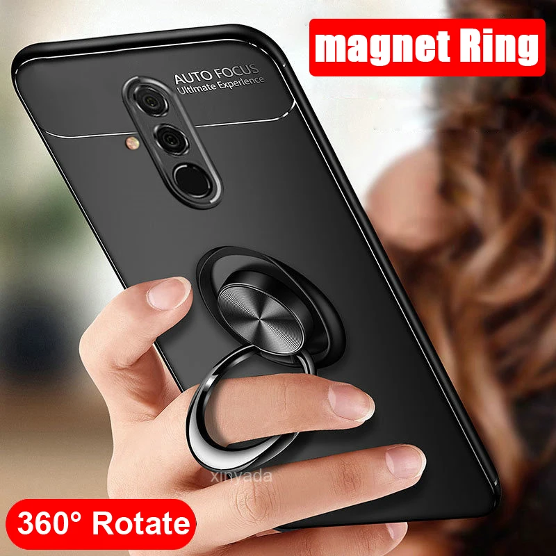 

360 Rotating metal Magnetic Silicone Ring Case For Huawei P30 Mate 20 Pro Lite 10 P20 Cover magnet holder TPU coque