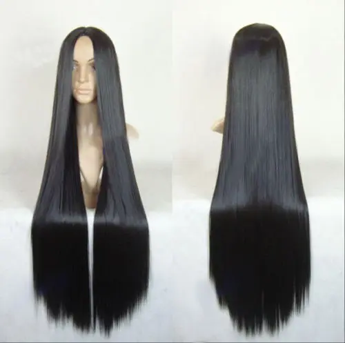 

free shipping 80cm Sexy Women Full Long Straight Hair Wigs Cosplay Costume Party Black Wig