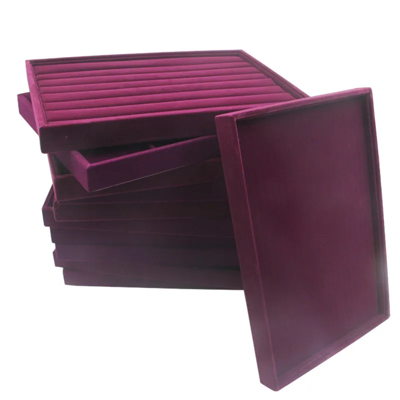 

350*240*30mm purple color Jewelry Packaging Display Trays The Soft Velvet pendant Jewelry Earring Necklace Pendant Bracelet Tray