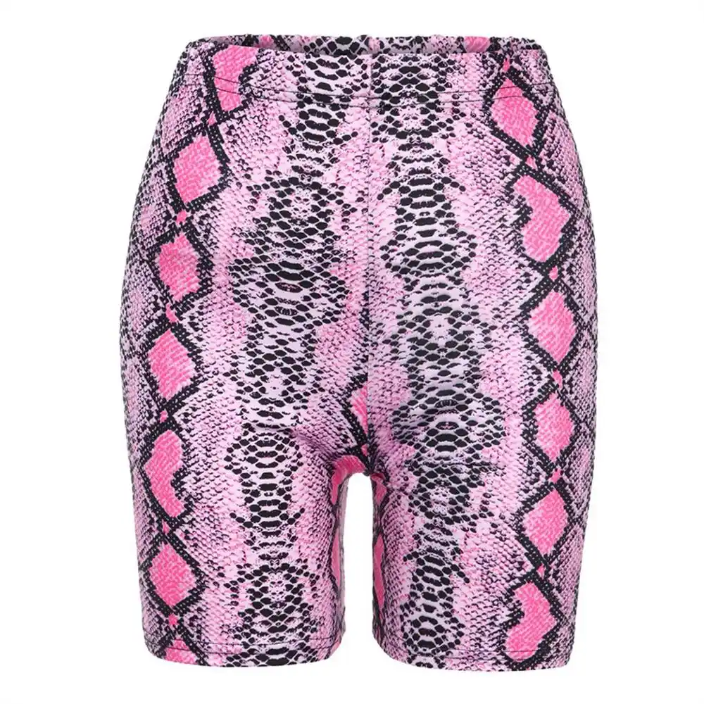 plus size snakeskin biker shorts
