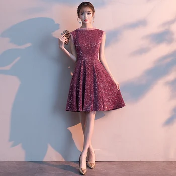 

2020 Elegant Evening Dress O-neck Sleeveless A-line Pattern Illusion A-line Party Formal Dresses Robe De Soiree LF366