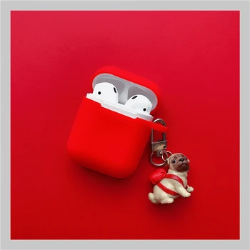 

Cute Dog Wireless Bluetooth Earphone Case For Apple AirPods Silicone Charging Headphones Cases With Keyring