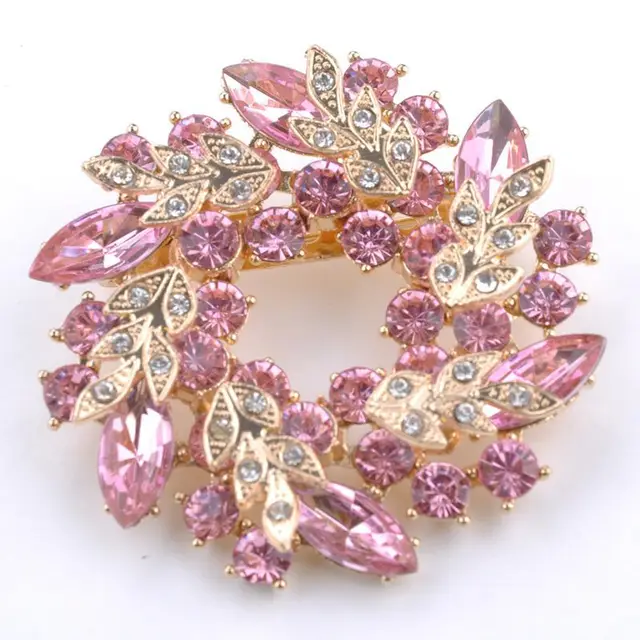 1 Pcs Bling Bling Crystal Rhinestone Golden Chinese Redbud Flower Brooch Pins Je 1 Pcs Bling Bling Crystal Rhinestone Golden Chinese Redbud Flower Brooch Pins Je