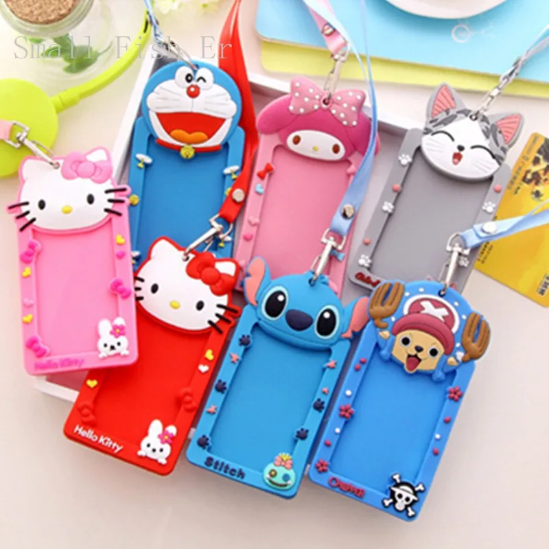 10pcs/lot Cute Business Card case Hello kitty Minions Lanyard ID cards