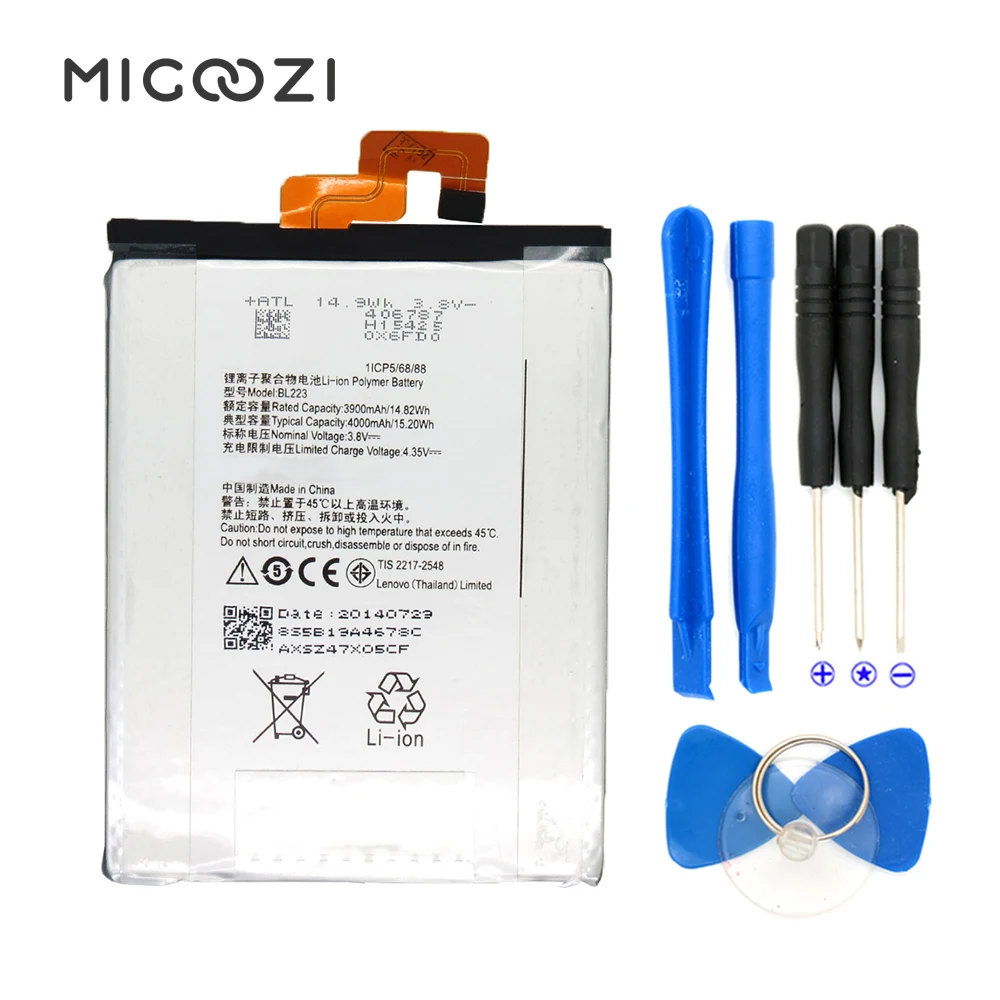 High Quality For Lenovo Vibe Z2 Pro Battery 3900mAh Compatible Vibe Z2 Pro K920 BL223 Mobile