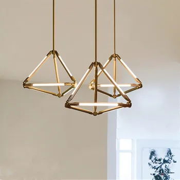

6/9 Heads Nordic Concise Geometry Led Pendant Light Creative Loft Designer Dining Room Study Hanging Light Fixrtures
