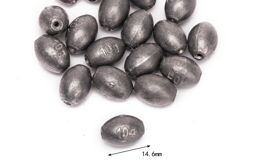 

50pcs Weight 10g Cheap Price Saltwater Olive Shape Fishing Lead Sinker