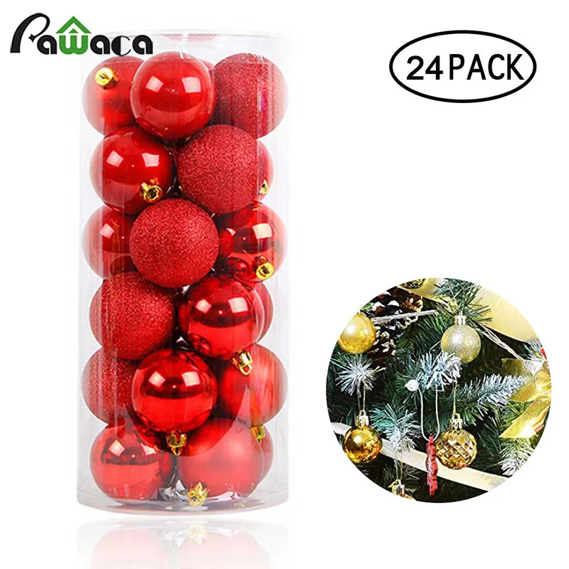 

24Pcs/Set Christmas Ball Shatterproof Christmas Tree Balls Ornament Set Decorations for Xmas Tree Ornaments Christmas Decor Gift