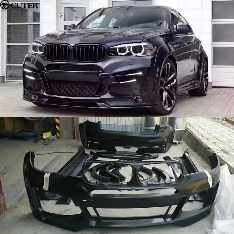 

F16 X6 FRP Unpainted Wide Car Body kit front bumper rear bumper side skirts for BMW F16 X6 LUMMA style 2014UP