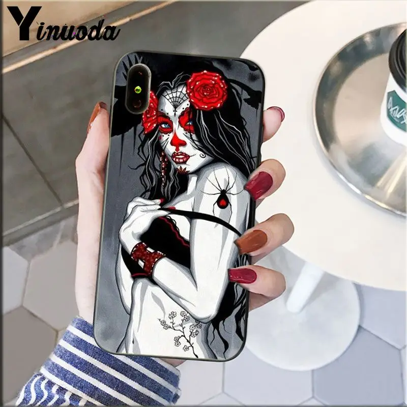 Catrina beautiful rose girl Skull Art