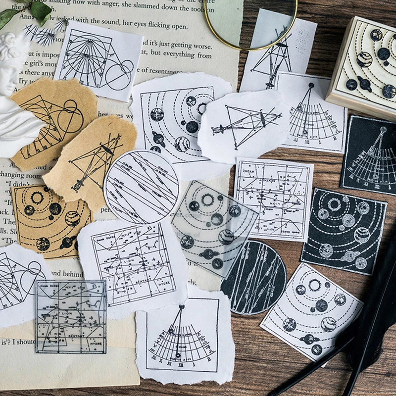 PIKAALAFAN геометрический Celestial серии Коробки Дерево Штамп Записки DIY Фотоальбом