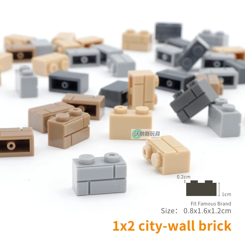 

moc tiles 98283 Brick Special 1 x 2 with Masonry Brick Profile Small Building Blocks parts DIY Toys fit legoingly 100pcs/set