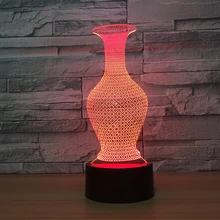 3D светодиодный светильник 7 цветов меняющая Ваза Бутылка настольная декоративное ночное освещение 3D люминация Иллюзия лампа гостиная офис украшение свет