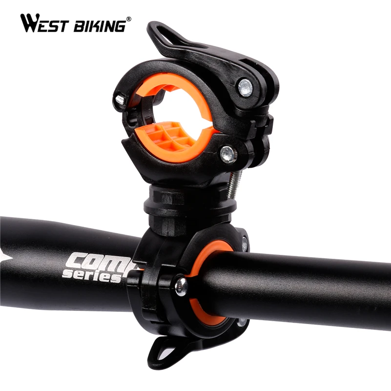 

WEST BIKING Bicycle Rotating Double Holder HanDlebar Bike Torch Clamp Clip 360 Degree Flashlight Stand Pump Hanlebar Holder