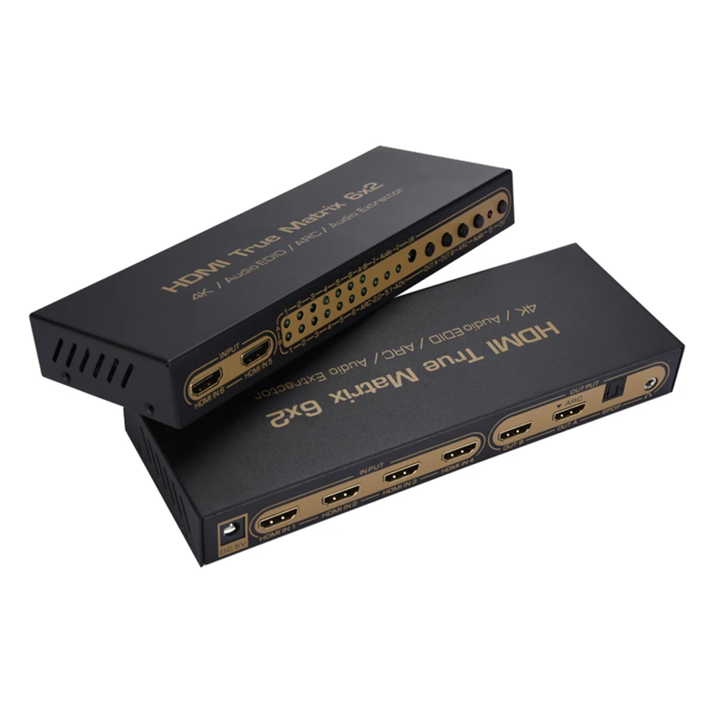 Матричный Коммутатор HDMI 6X2 с оптическим аудиовыходом L/R поддержка Ultra HD 4K x 2K 3D 1080P