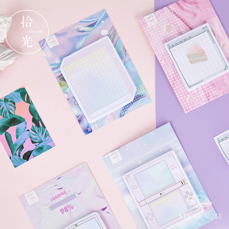 

30 sheets Kawaii Cake Computer Galaxy Aurora Sticky Notes Message Plan Writing Memo Pads School Office Supply Decor Stick Label