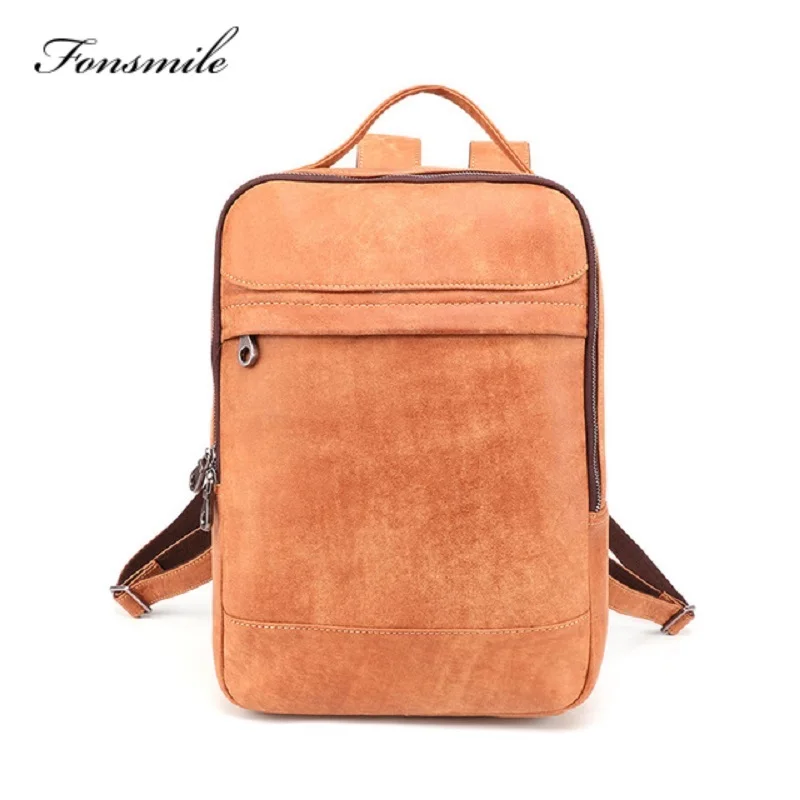 

T027 Matte Genuine Leather Daypack Knapsack Men Shoulder Laptop Book Bags Vintage Travel Crazy Horse Cowhide Rucksack Backpack