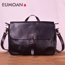 EUMOAN Head layer planted tanning cowhide vintage men's postman bag, hand-held briefcase, men's leather shoulder slant bag