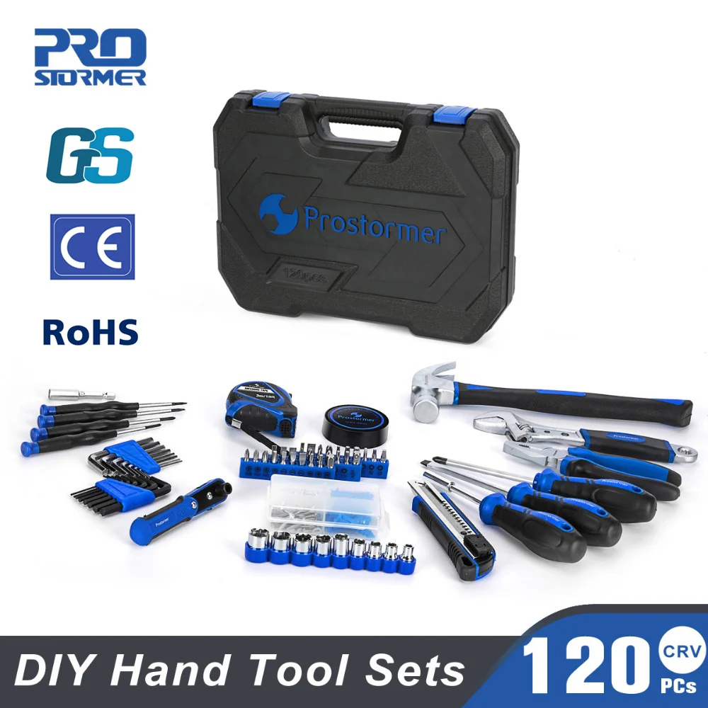 

Prostormer 120 Pcs Woodworking Hand Tools Kits DIY Household Hand Tool Set Repair Ratchet Spanner Socket Wrench Screwdriver Tool