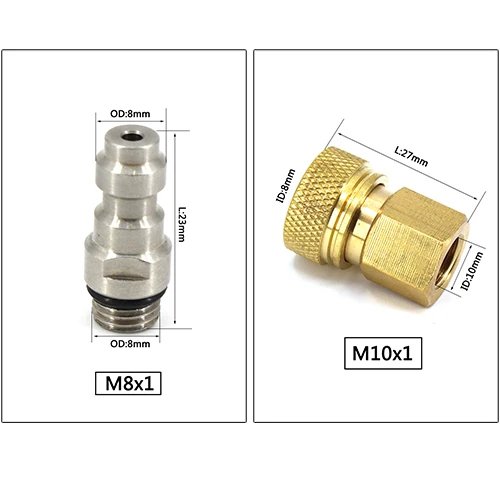 PCP Airforce Пейнтбол из нержавеющей стали 8 мм M8x1 Мужской Соединительный разъем M10x1 женский быстроразъемный воздушный Набор насадок - Цвет: M8 male plug and QD