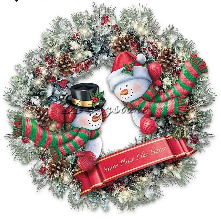 Diamond Embroidery Diy Diamond Painting Cross Stitch Home Decor Cartoon Christmas Wreath 5d Diamond Mosaic Needlework Aliexpress