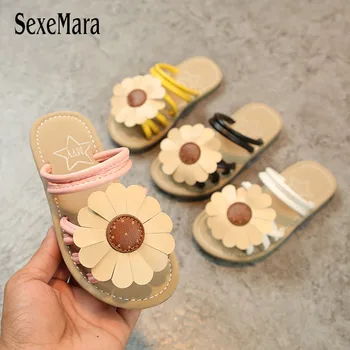 

New Style Fashion Kids Girls Sandals Big Flower 2018 Summer Children Beach Shoes Pink Princess Sandals for Girl Slides B05162