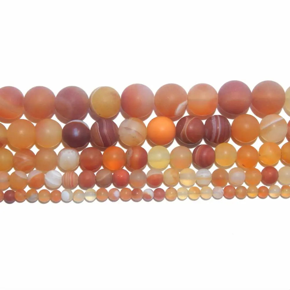 4 6 8 10 мм тусклый лак матовый натуральный камень бисера розовый кварц аметисты Агаты Amazon для самостоятельного изготовления ювелирных изделий браслет ожерелье - Цвет: Orange stripes