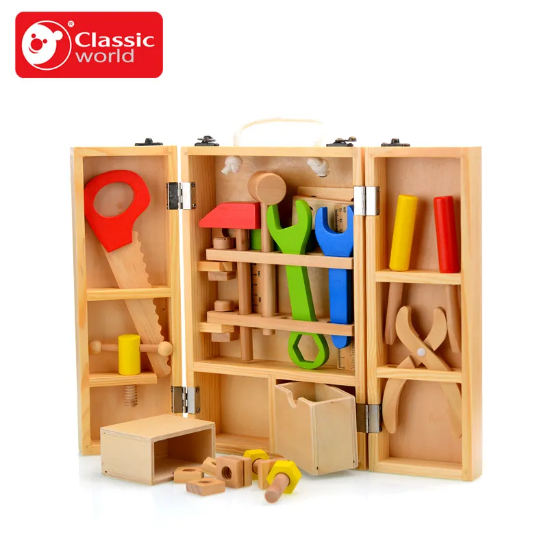 Artificial tool box set toy puzzle boy wooden tool toy sets hand