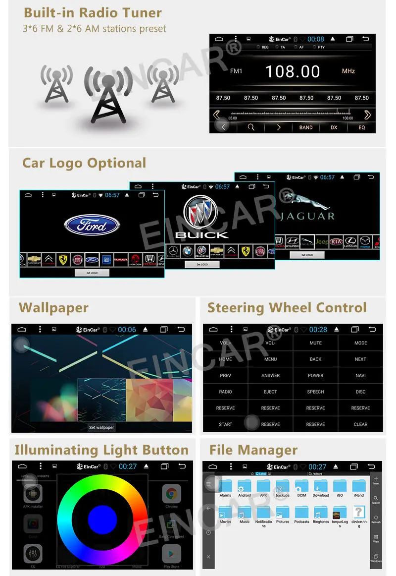 Top Android 6.0 2Din Car Radio Stereo HD DVD Player GPS Nav  Bluetooth Car styling cassette tape recorder PC DVD Player In console 5