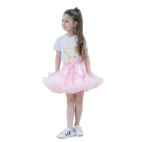 Kephy девочки многослойная короткая юбка принцессы; балетная юбка-пачка для танцев плиссированная фатиновая юбка Детская Юбка для выпускного вечера вечерние юбка - Цвет: pink
