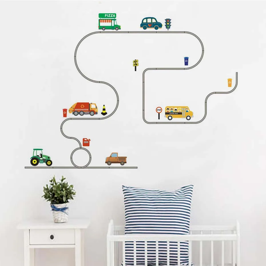 

Cartoon Transport Cars Color Wall Stickers For Kids Room Wholesale The Kindergarten Child Decoration Posters Nursery Wall Decor