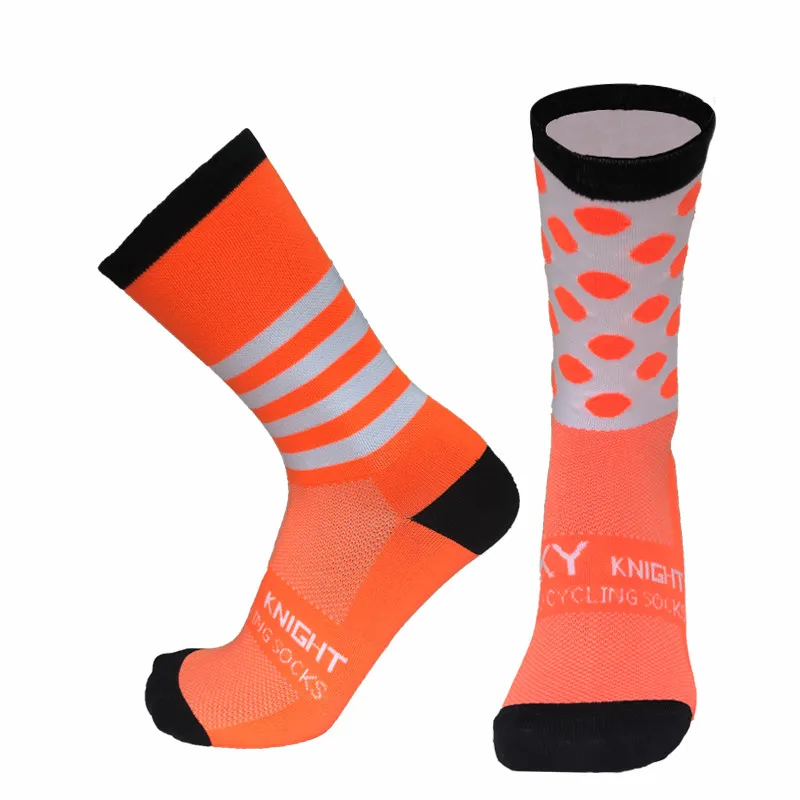 Colorful Stripe Dot Left and Right Feet Cycling Socks Men Women Sports Compression Bike Running Socks