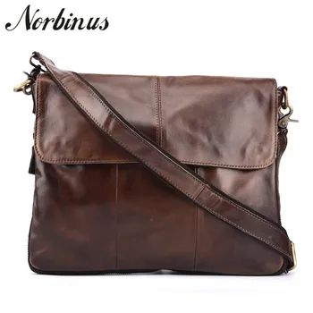 

Norbinus Men's Messenger Bags Genuine Leather Shoulder Crossbody Bag Male Cowhide Business Document Bags Man Leather Handbag