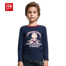 JJLKIDS boy t-shirt beau dinosaure de bande dessinée motif classique col rond manches longues top enfants vêtements 6-15y shiping libre