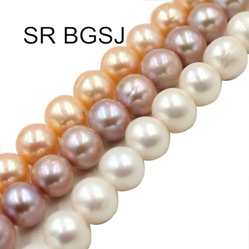 

Free Shipping 11-12mm Real High Quality Graduated Natural 3A Grade Freshwater Round Pearl DIY Beads Strand 15"