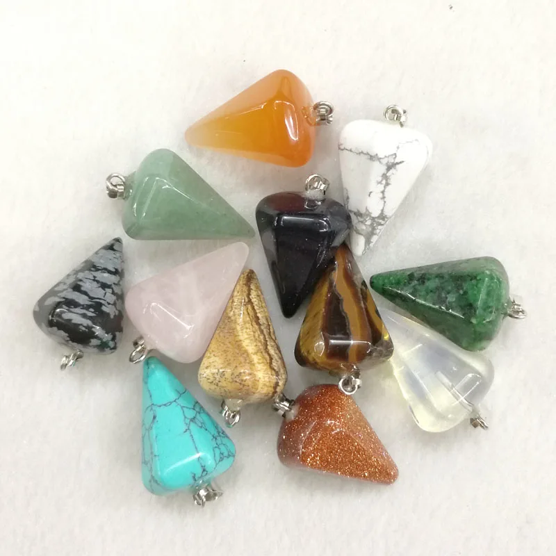 Wholesale 24pcs naturel mixte Pierre Pendule Charm Petit pilier Pierre Pendentifs Wholesale 24pcs naturel mixte Pierre Pendule Charm Petit pilier Pierre Pendentifs