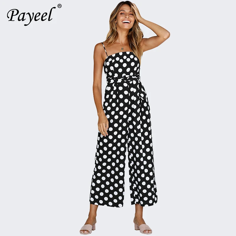 

Women Jumpsuit Sleeveless Female Jumpsuits Elegant Rompers Polka Dot Overalls For Womens Summer Plus Size Sexy Overall Long Pant