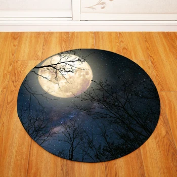 

Round Carpets for Living Room Moon Scenery Printed Parlor Bedroom Chair Rugs Toilet Bath Decorate Non-slip Door Mat