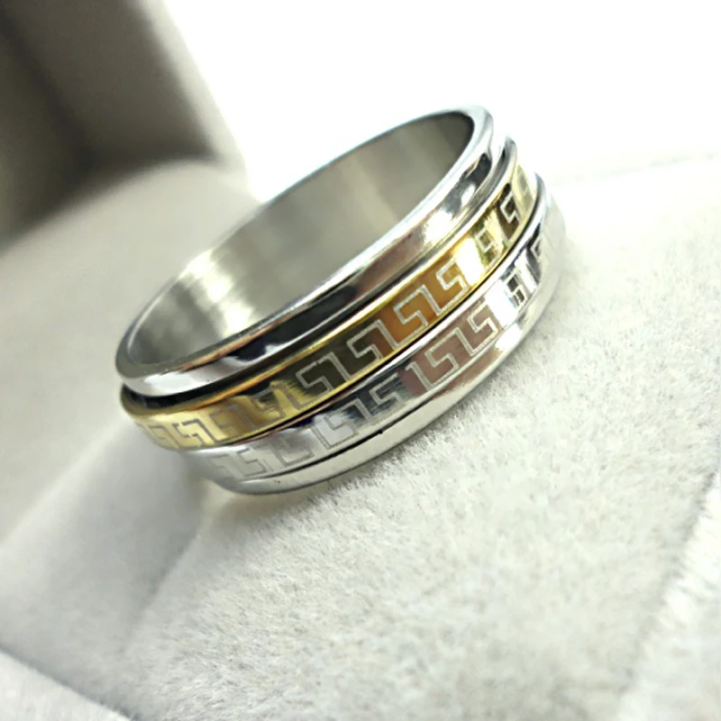 hot new fashion nice jewelry 3 color gold pretty rotation man woman stainless steel wedding ring - Nice Wedding Rings hot new fashion nice jewelry 3 color gold pretty rotation man woman stainless steel wedding ring - Nice Wedding Rings