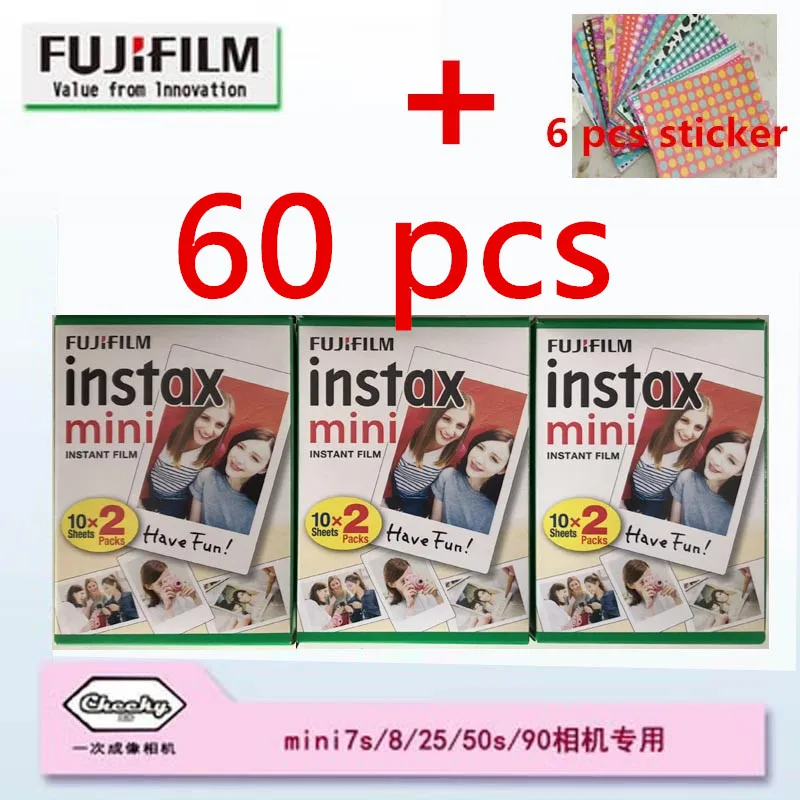Original Fuji Fujifilm Instax Mini Film 60 sheets pcs Photo Papers For mini 9 7s 8 90 25 55 Share SP-1 Instant Camera | Электроника